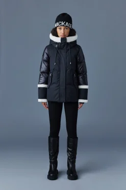 CYRAH Arctic Twill down jacket with shearling trim