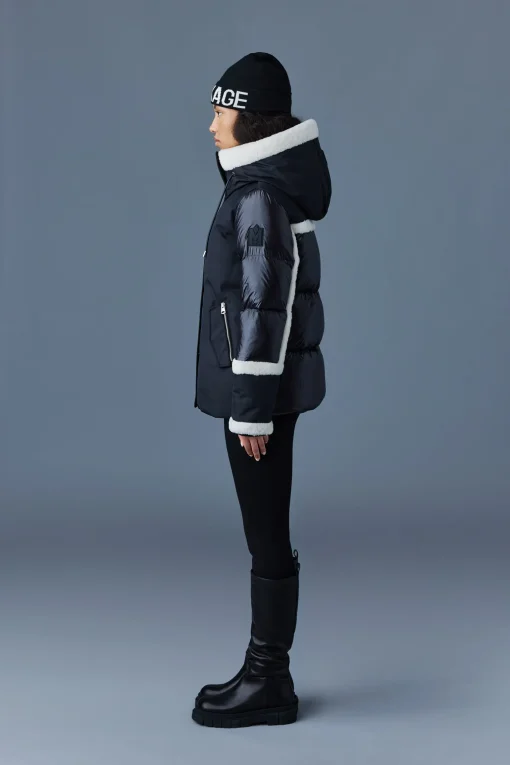 CYRAH Arctic Twill down jacket with shearling trim