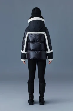 CYRAH Arctic Twill down jacket with shearling trim