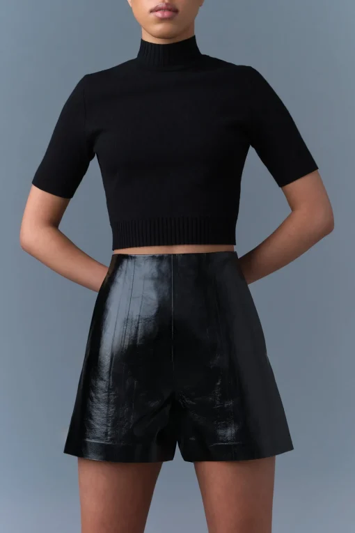 DAVA Panelled Leather Shorts