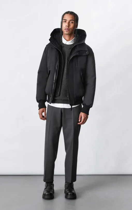 DIXON 2-In-1 down bomber jacket with hooded bib for men