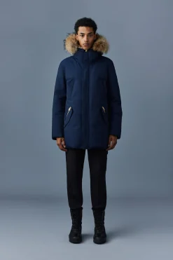 EDWARD 2-in-1 down parka with hooded bib and natural fur for men
