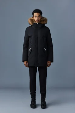 EDWARD 2-in-1 down parka with hooded bib and natural fur for men