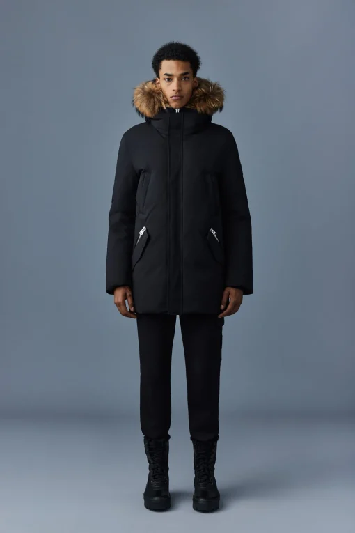EDWARD 2-in-1 down parka with hooded bib and natural fur for men