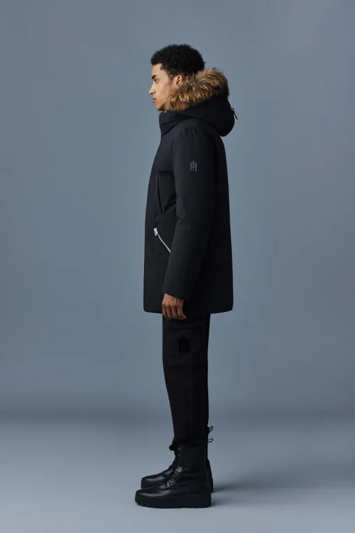 EDWARD 2-in-1 down parka with hooded bib and natural fur for men