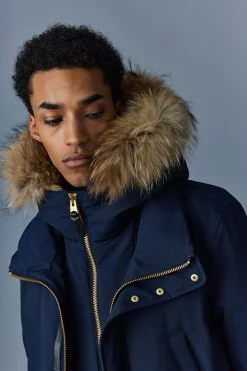 EDWARD 2-in-1 down parka with hooded bib and natural fur for men