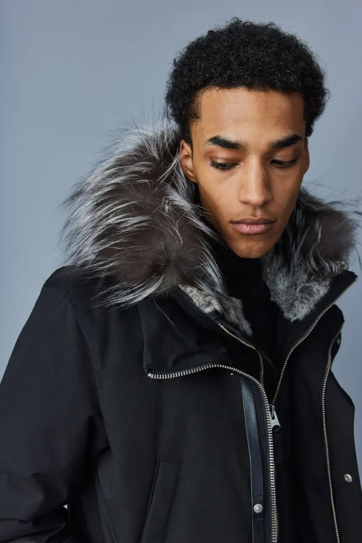 EDWARD 2-in-1 down parka with hooded bib and silver fox fur