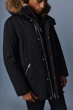 EDWARD 2-in-1 down parka with hooded bib and natural fur for men