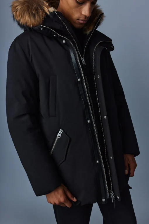 EDWARD 2-in-1 down parka with hooded bib and natural fur for men