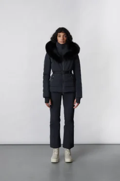 ELITA Down ski jacket with removable blue fox fur trim