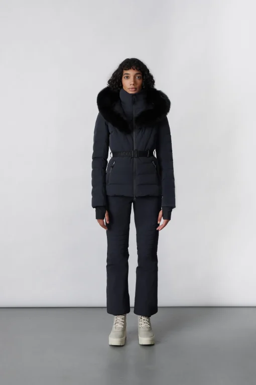 ELITA Down ski jacket with removable blue fox fur trim