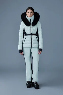 ELITA Down ski jacket with removable blue fox fur trim