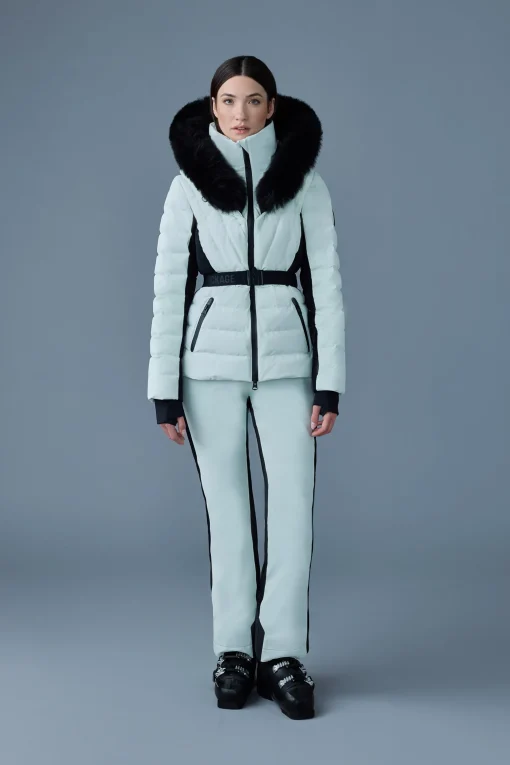 ELITA Down ski jacket with removable blue fox fur trim