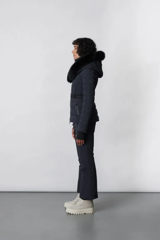 ELITA Down ski jacket with removable blue fox fur trim