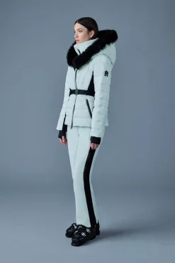 ELITA Down ski jacket with removable blue fox fur trim