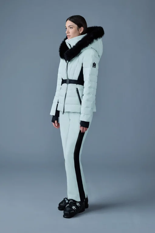 ELITA Down ski jacket with removable blue fox fur trim
