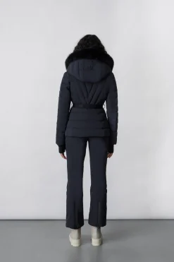 ELITA Down ski jacket with removable blue fox fur trim