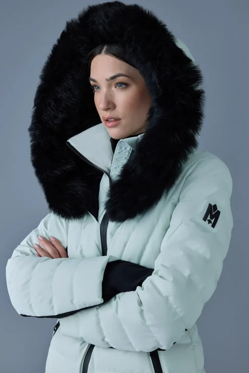 ELITA Down ski jacket with removable blue fox fur trim