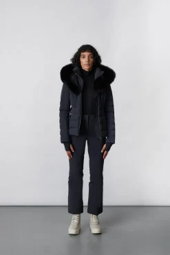 ELITA Down ski jacket with removable blue fox fur trim