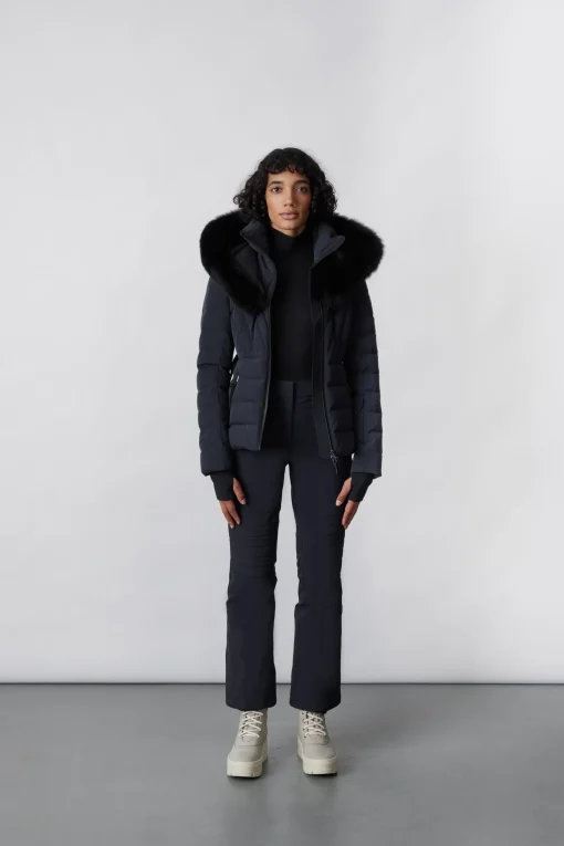 ELITA Down ski jacket with removable blue fox fur trim