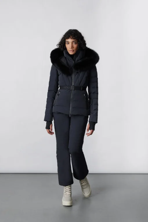 ELITA Down ski jacket with removable blue fox fur trim