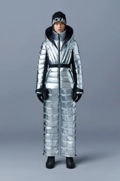 ELITA metallic light down ski jacket with removable hood