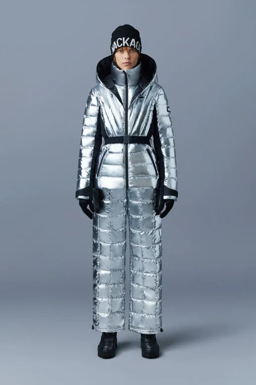 ELITA metallic light down ski jacket with removable hood