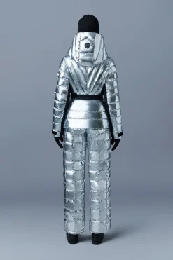 ELITA metallic light down ski jacket with removable hood