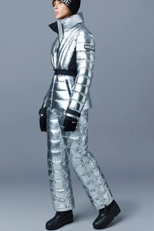 ELITA metallic light down ski jacket with removable hood