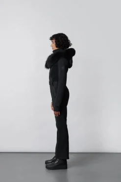 ELLE-Z Techno fleece ski suit with removable hood and fur trim