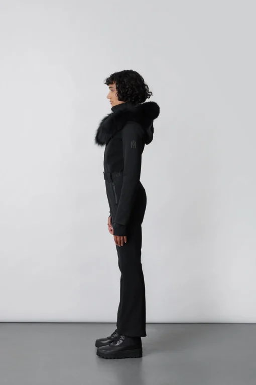 ELLE-Z Techno fleece ski suit with removable hood and fur trim