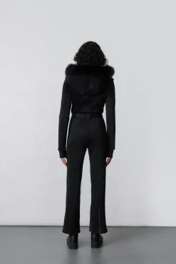 ELLE-Z Techno fleece ski suit with removable hood and fur trim