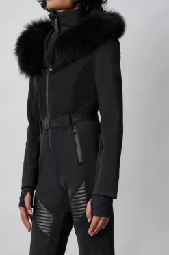 ELLE-Z Techno fleece ski suit with removable hood and fur trim