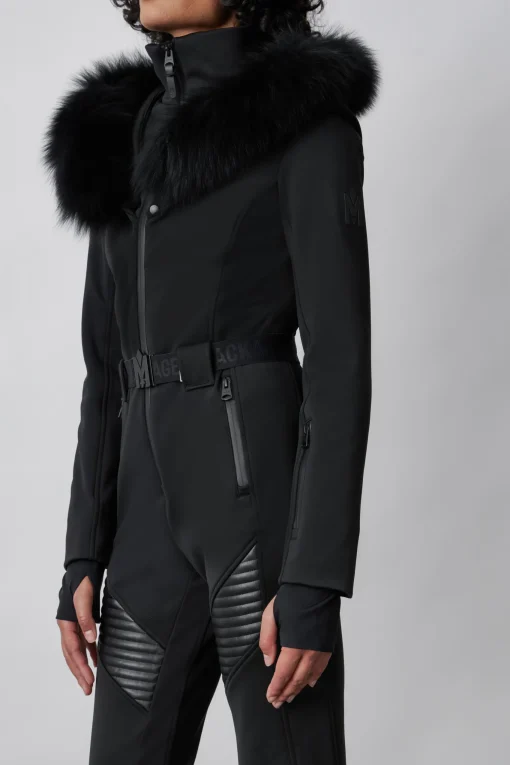 ELLE-Z Techno fleece ski suit with removable hood and fur trim