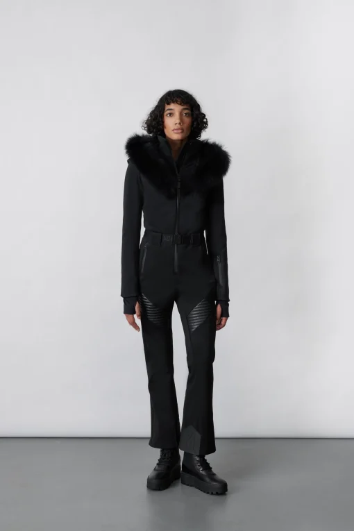 ELLE-Z Techno fleece ski suit with removable hood and fur trim
