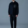 EMMANUEL Double-face wool overshirt with leather patch pocket