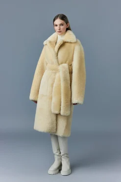 ETIENNE Shearling coat with belt