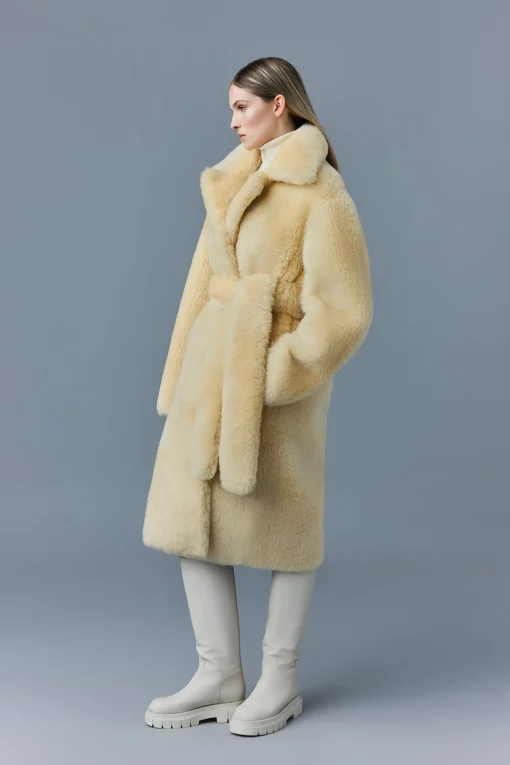ETIENNE Shearling coat with belt