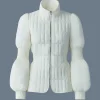 FELICIA Light down vertical quilted jacket smocked at waist