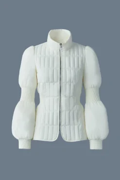 FELICIA Light down vertical quilted jacket smocked at waist