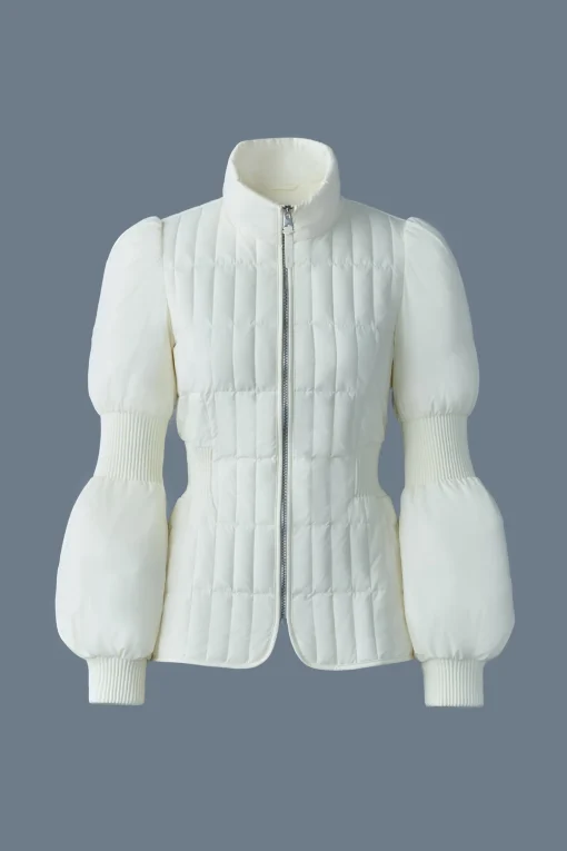 FELICIA Light down vertical quilted jacket smocked at waist