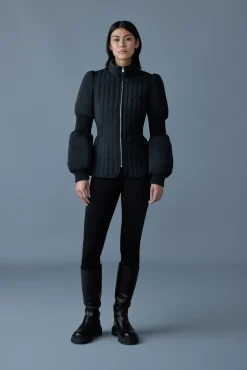 FELICIA Light down vertical quilted jacket smocked at waist