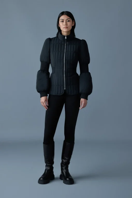 FELICIA Light down vertical quilted jacket smocked at waist