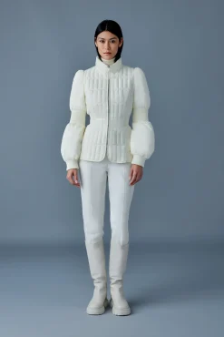 FELICIA Light down vertical quilted jacket smocked at waist