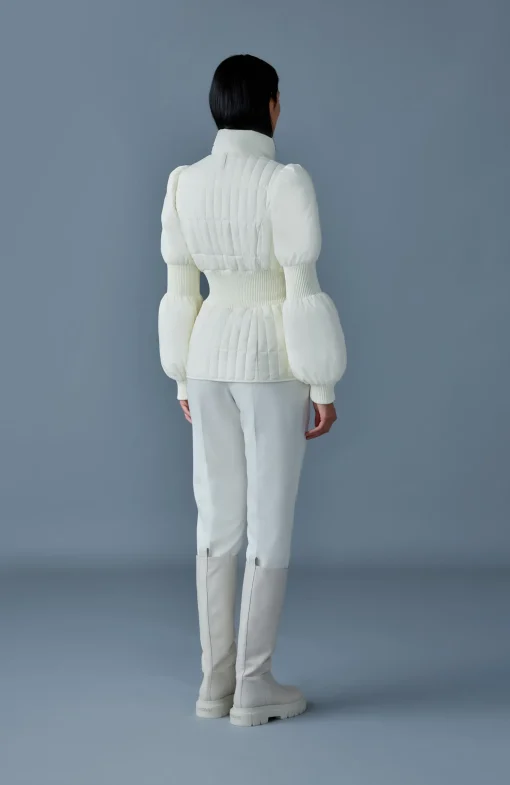 FELICIA Light down vertical quilted jacket smocked at waist