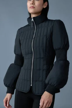 FELICIA Light down vertical quilted jacket smocked at waist