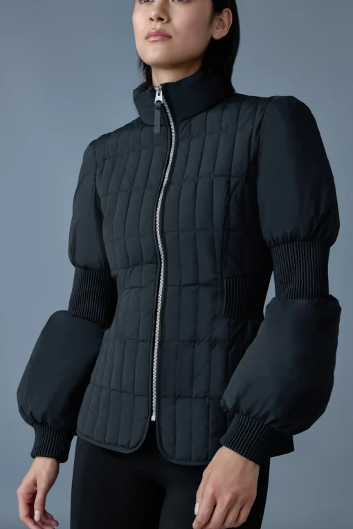 FELICIA Light down vertical quilted jacket smocked at waist