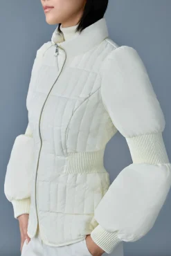 FELICIA Light down vertical quilted jacket smocked at waist