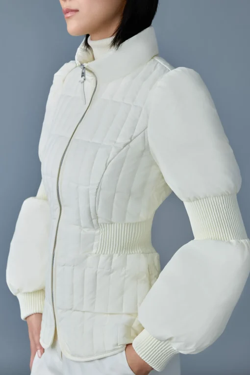FELICIA Light down vertical quilted jacket smocked at waist