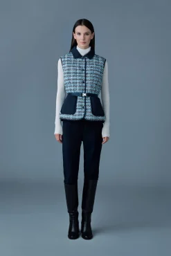 FRANCINE-TW Mix Media Light down Tweed vest